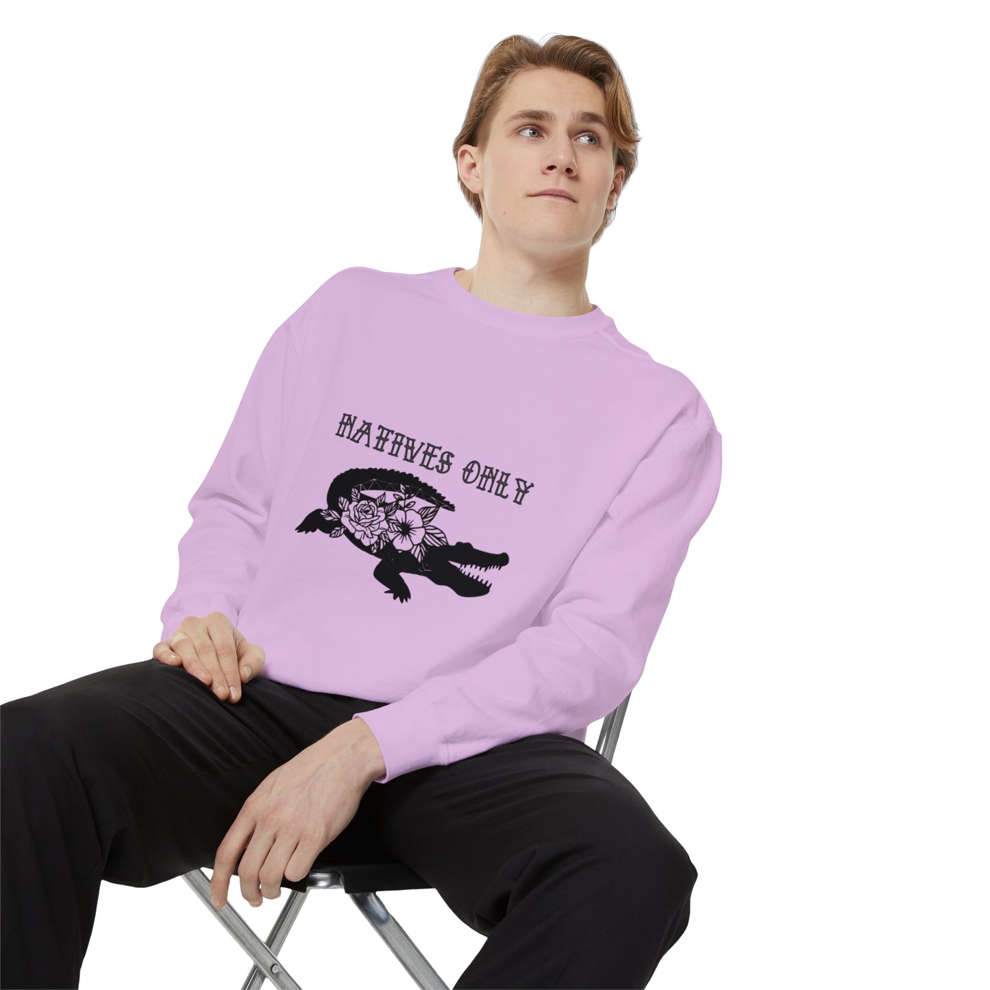 Natives Only Alligator Unisex Garment-Dyed Crewneck