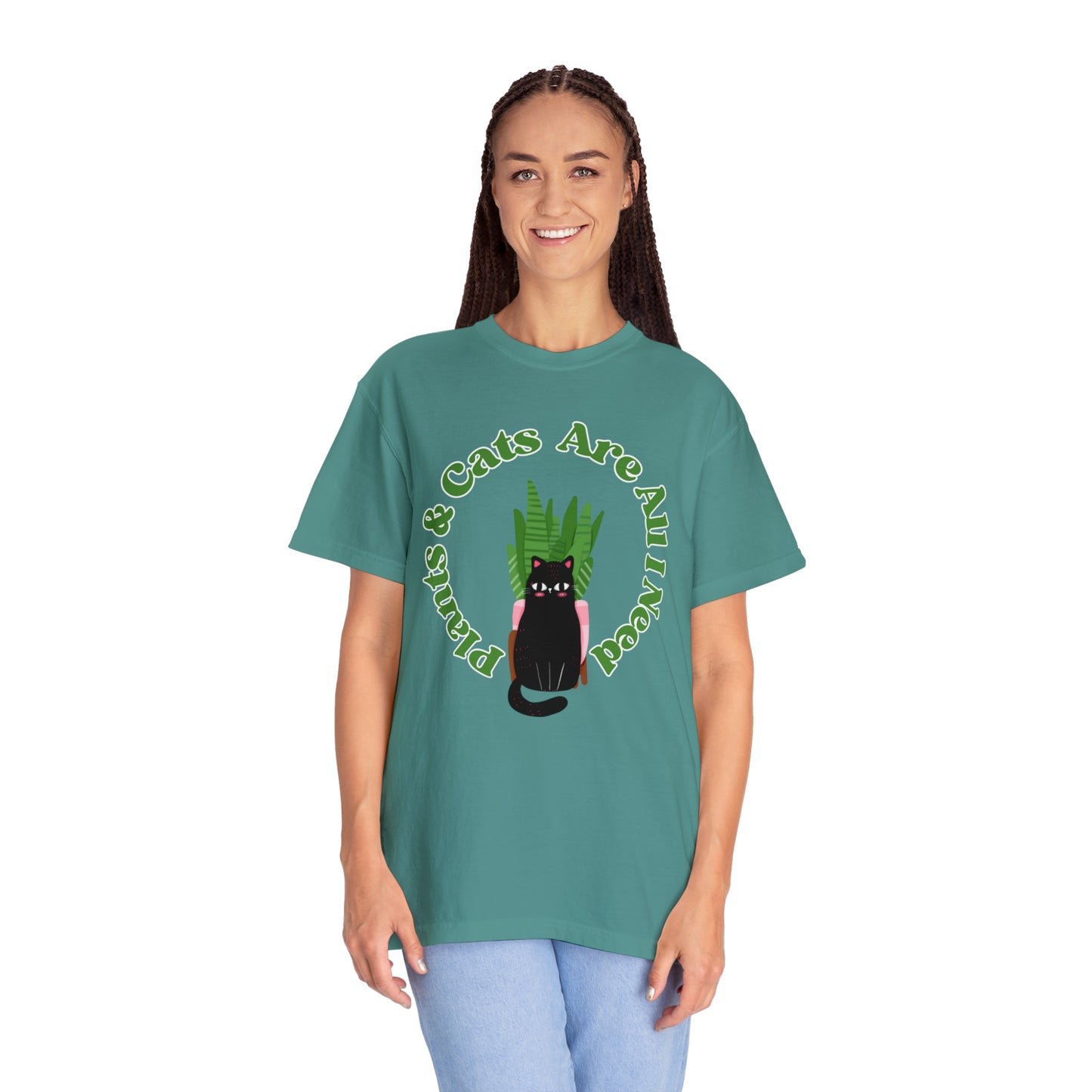 Plants & Cats Are All I Need Unisex Garment-Dyed T-shirt