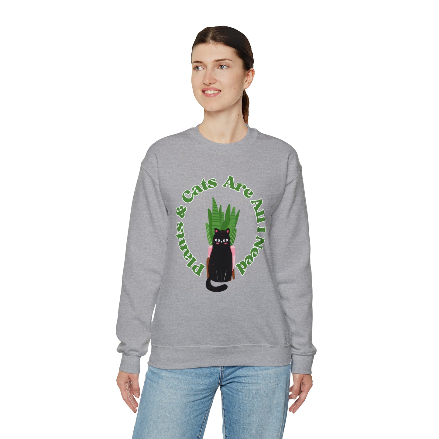 Plants & Cats Are All I Need Unisex Crewneck Sweatshirt