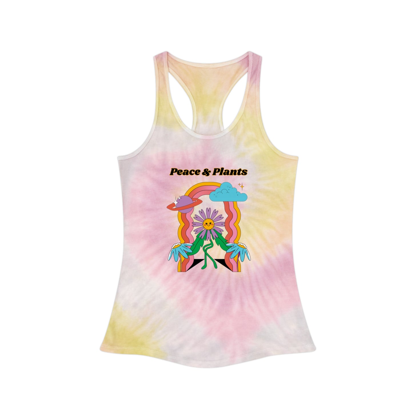 Peace & Plants Tie Dye Racerback Tank Top