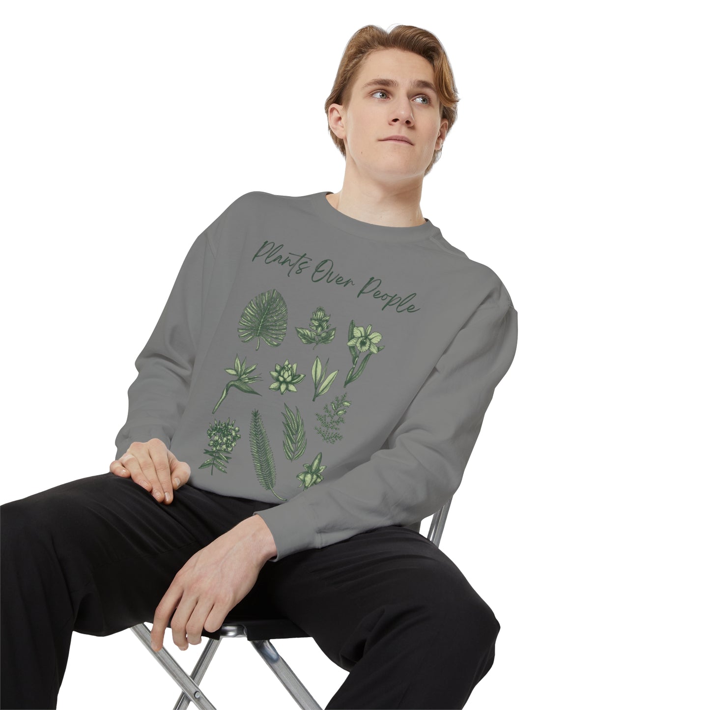 Plants Over People Unisex Garment-Dyed Sweatshirt
