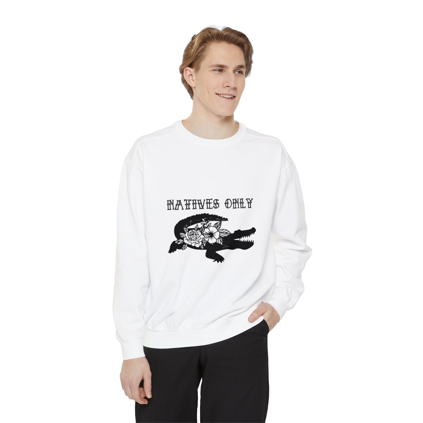 Natives Only Alligator Unisex Garment-Dyed Crewneck