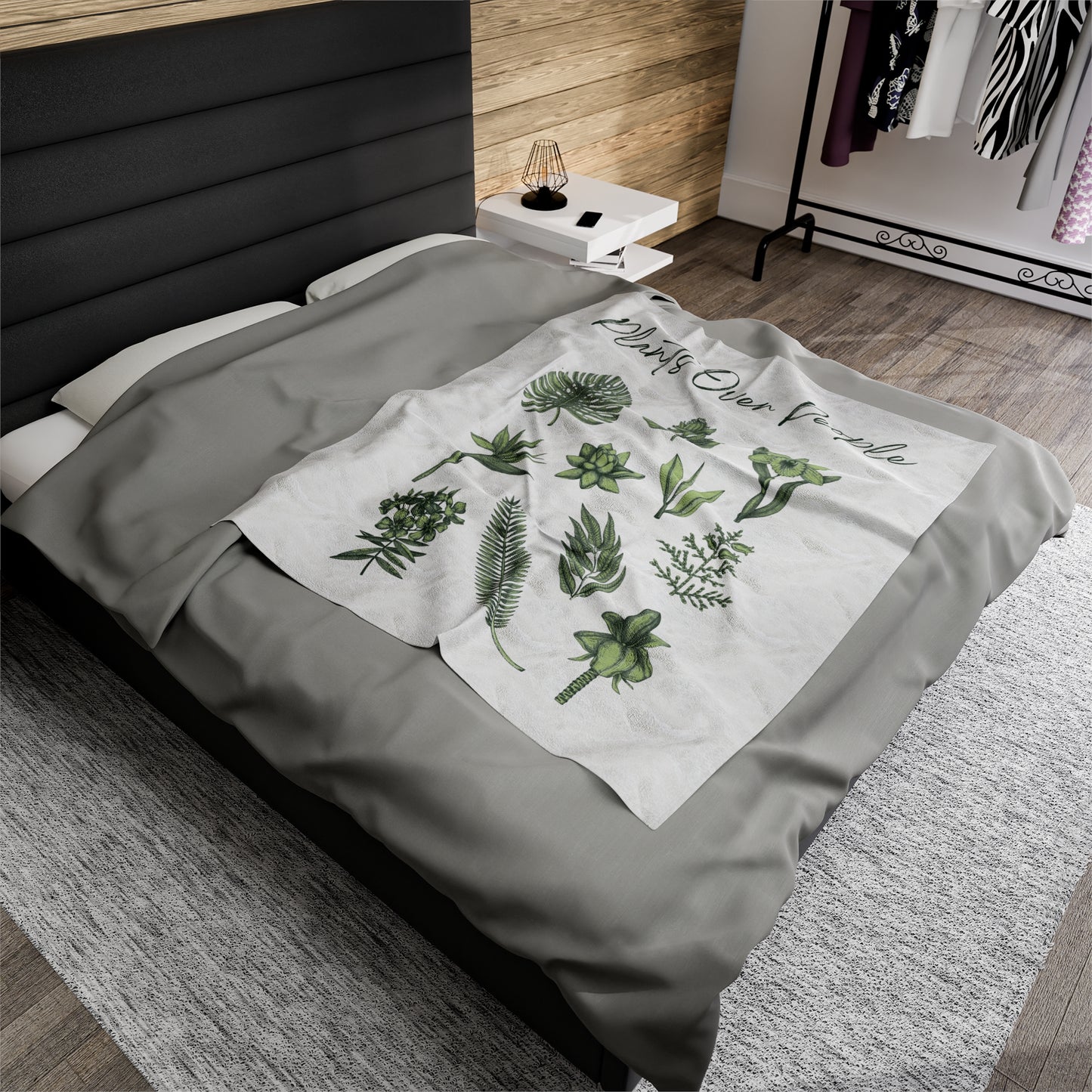 Plants Over People Velveteen Plush Blanket