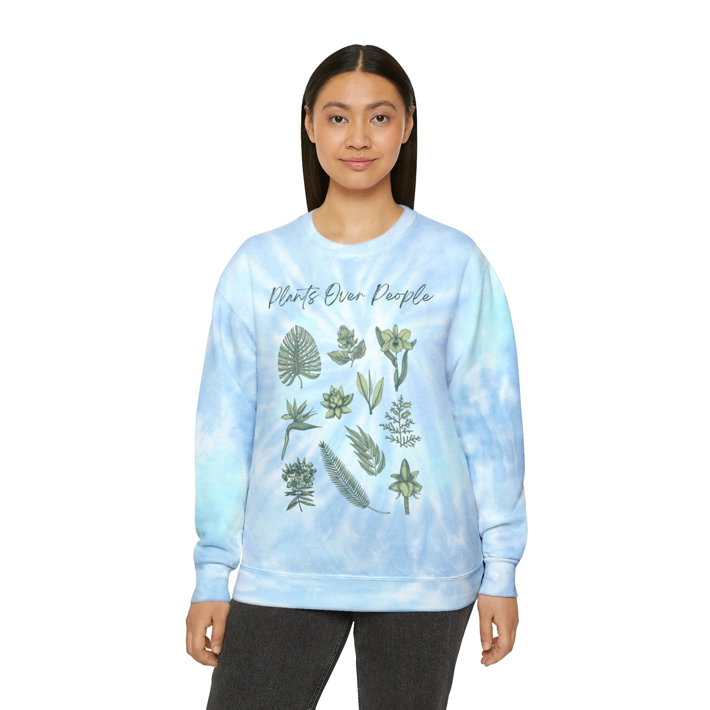 Plants Over People Unisex Tie-Dye Crewneck