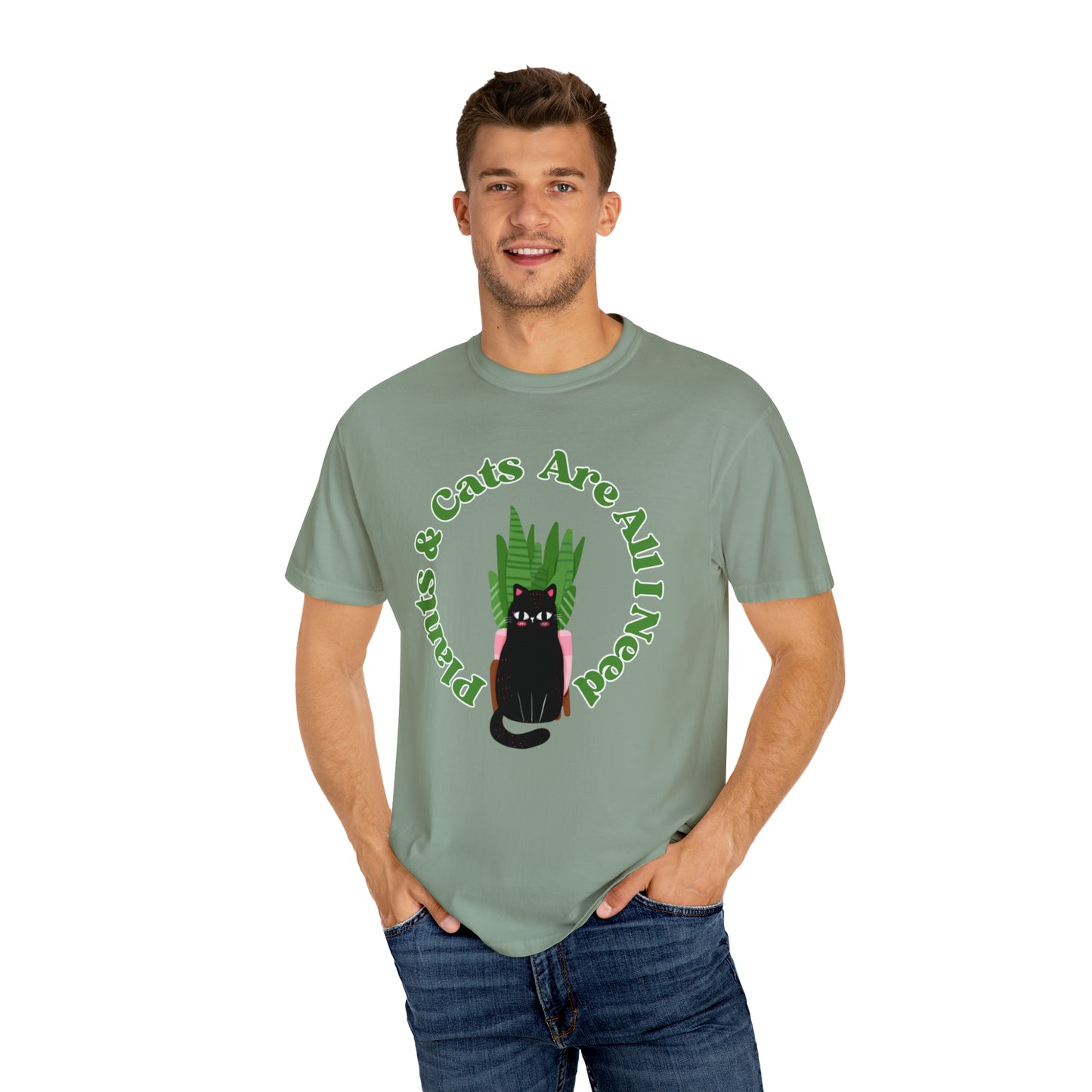 Plants & Cats Are All I Need Unisex Garment-Dyed T-shirt