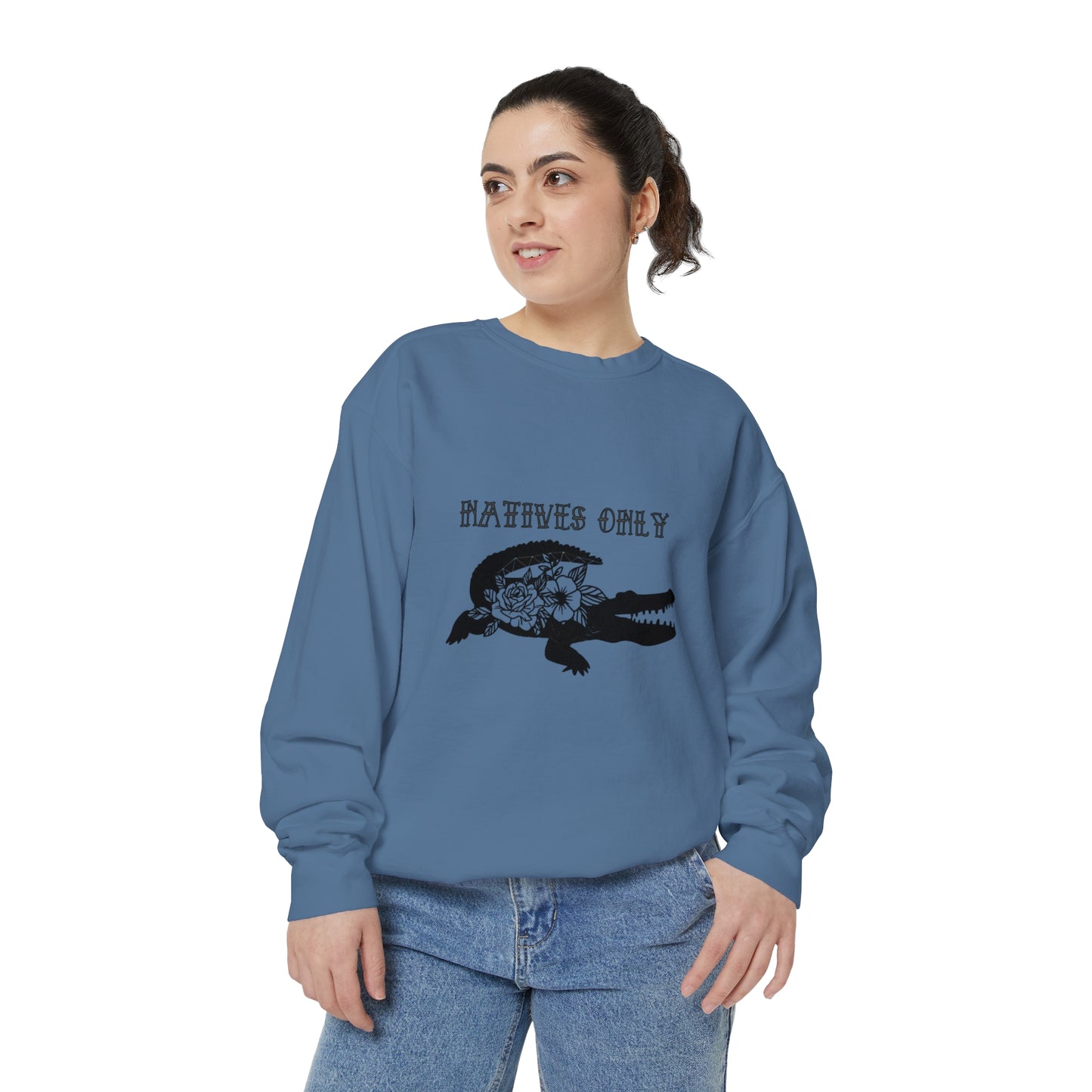 Natives Only Alligator Unisex Garment-Dyed Crewneck