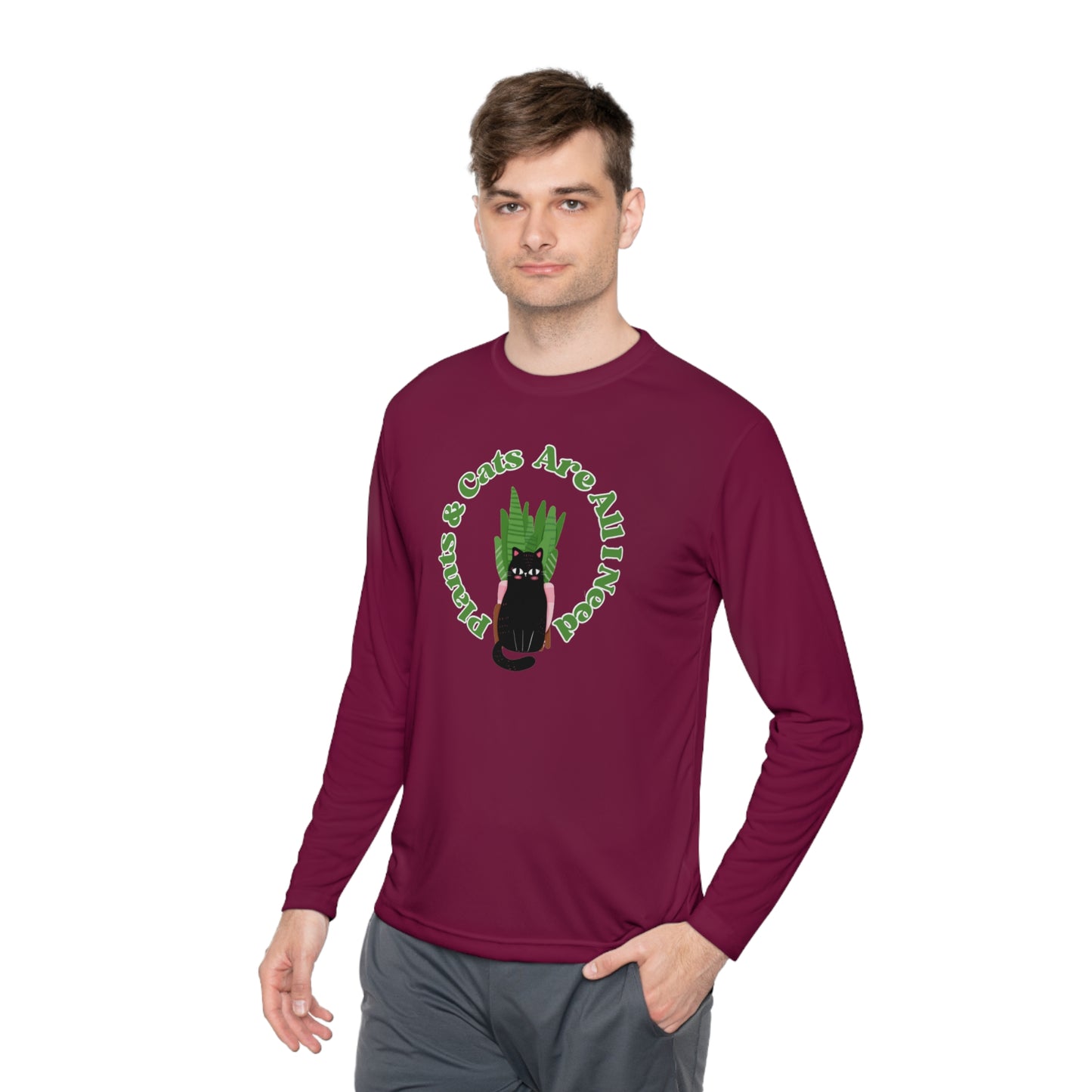 Plants & Cats Are All I Need Unisex Lightweight Long Sleeve