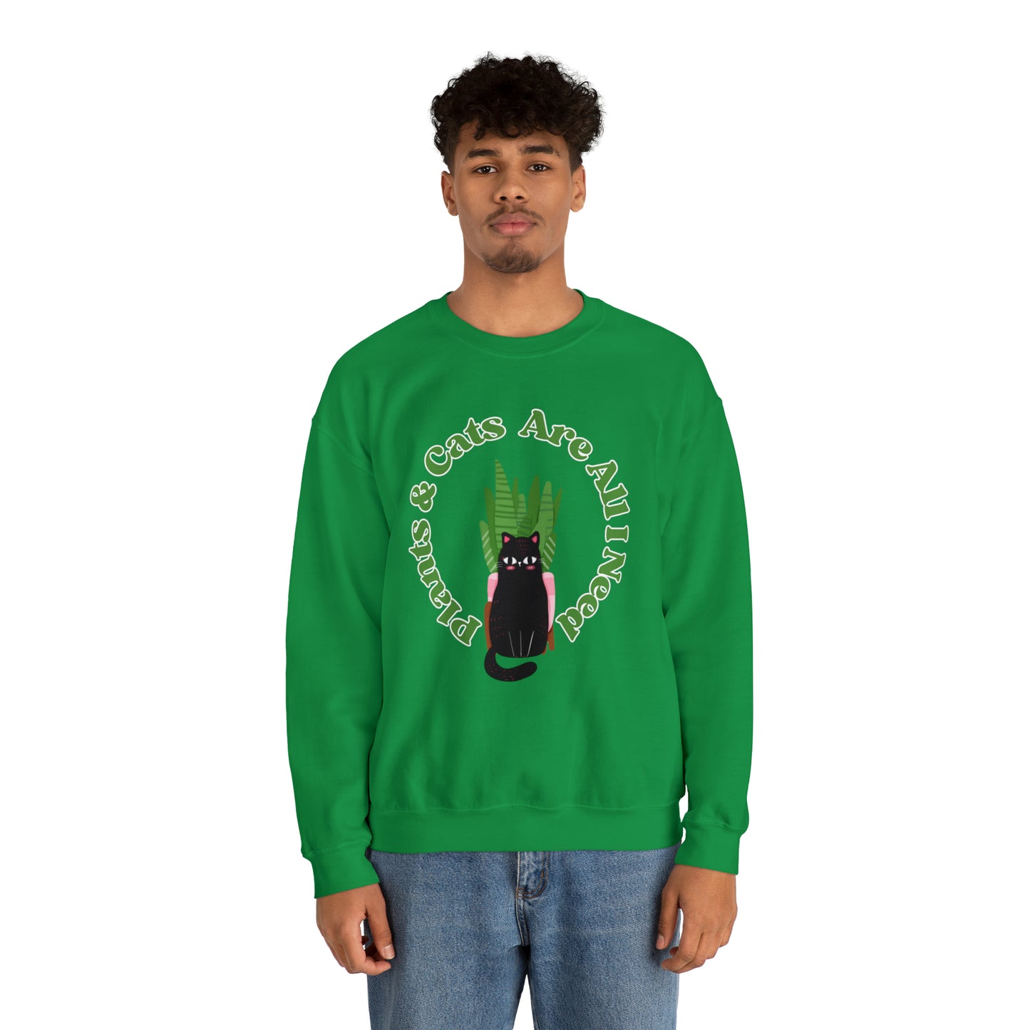 Plants & Cats Are All I Need Unisex Crewneck Sweatshirt