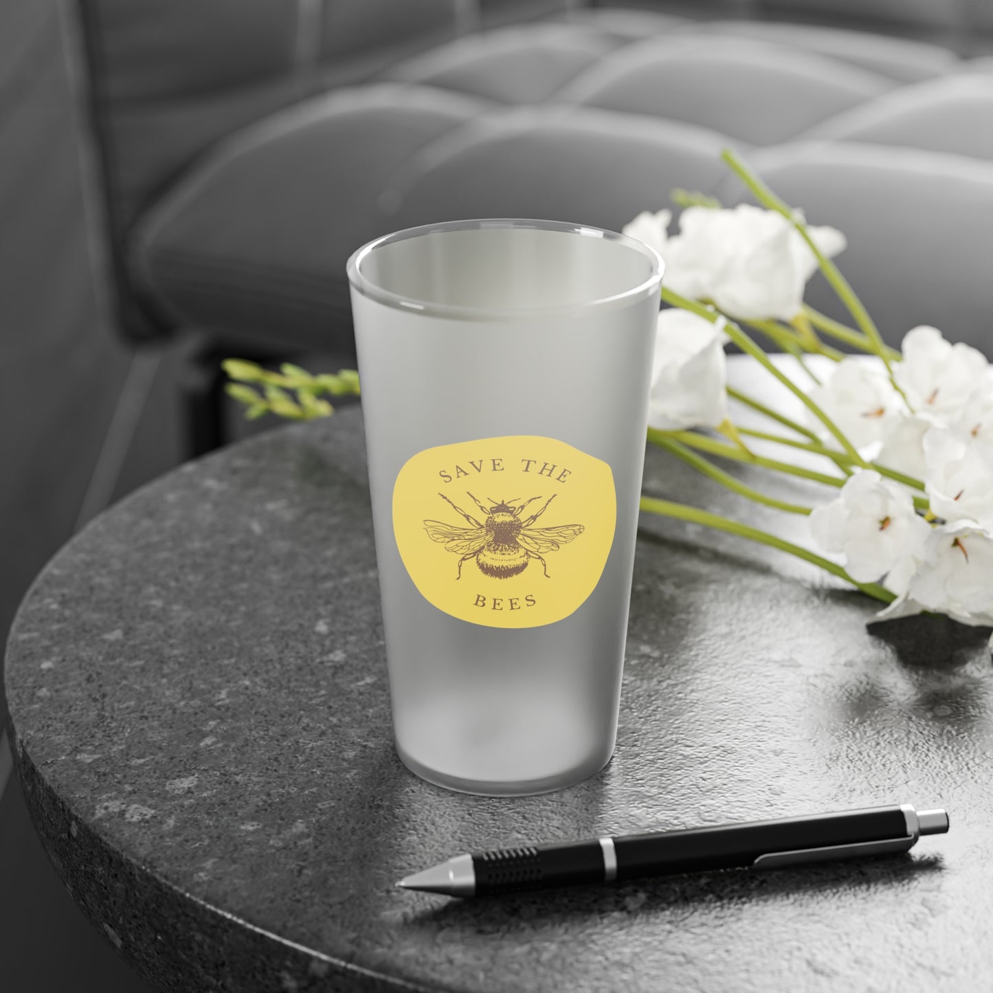 Save The Bees Frosted Pint Glass