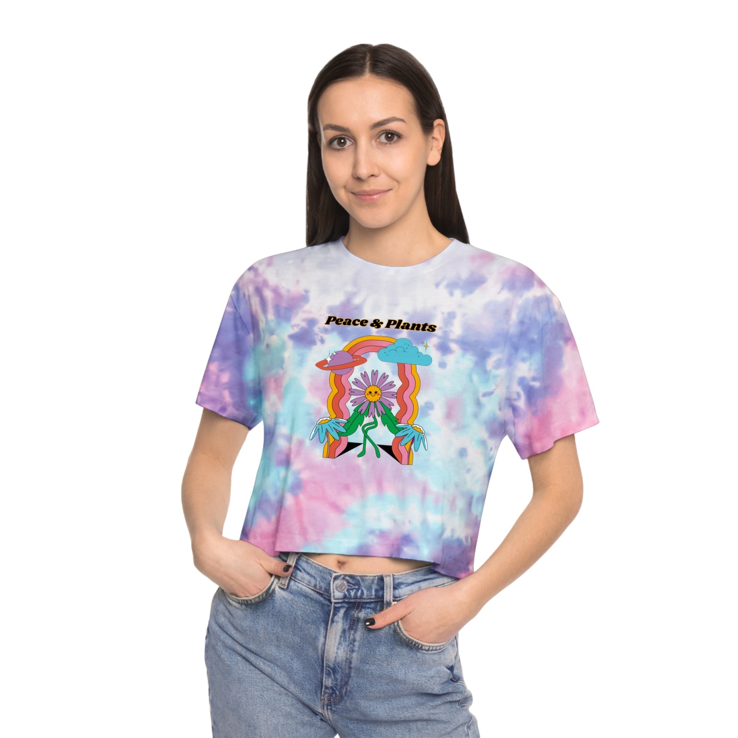 Peace & Plants Tie-Dye Crop Tee