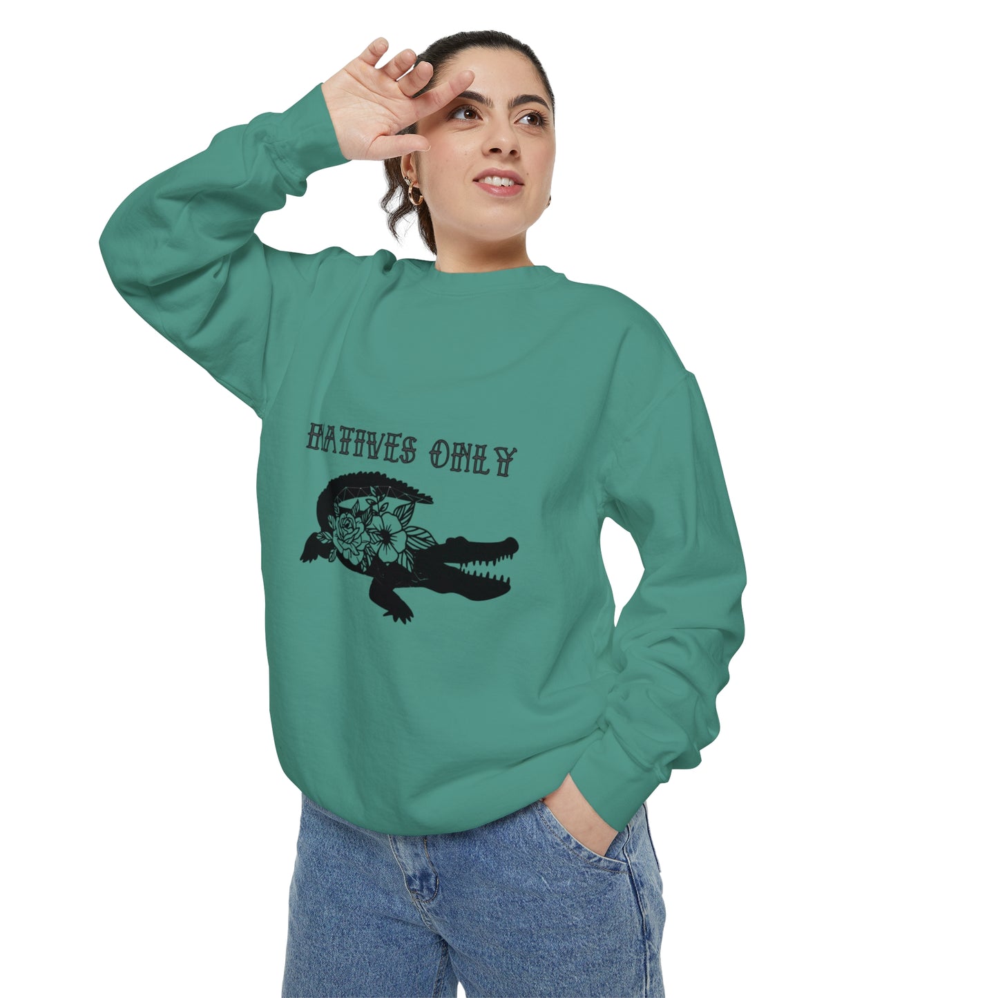 Natives Only Alligator Unisex Garment-Dyed Crewneck