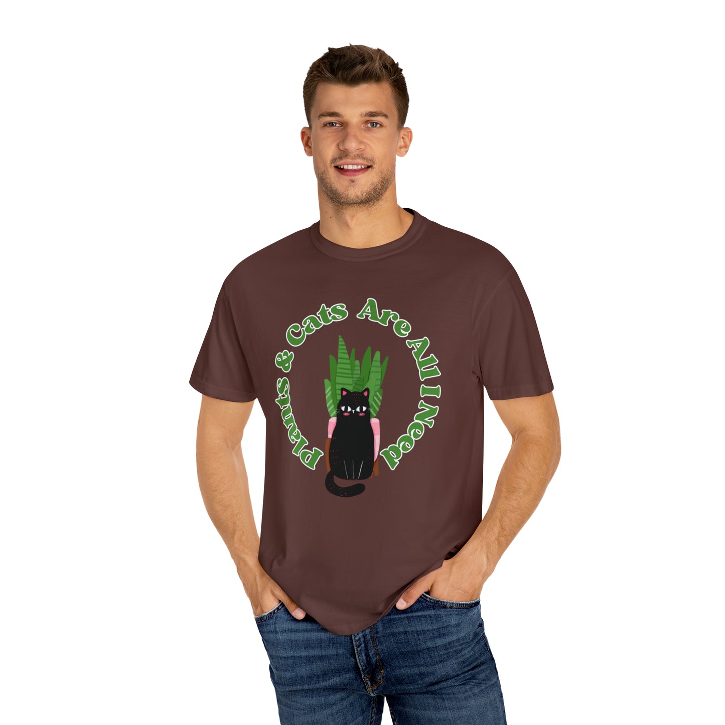 Plants & Cats Are All I Need Unisex Garment-Dyed T-shirt
