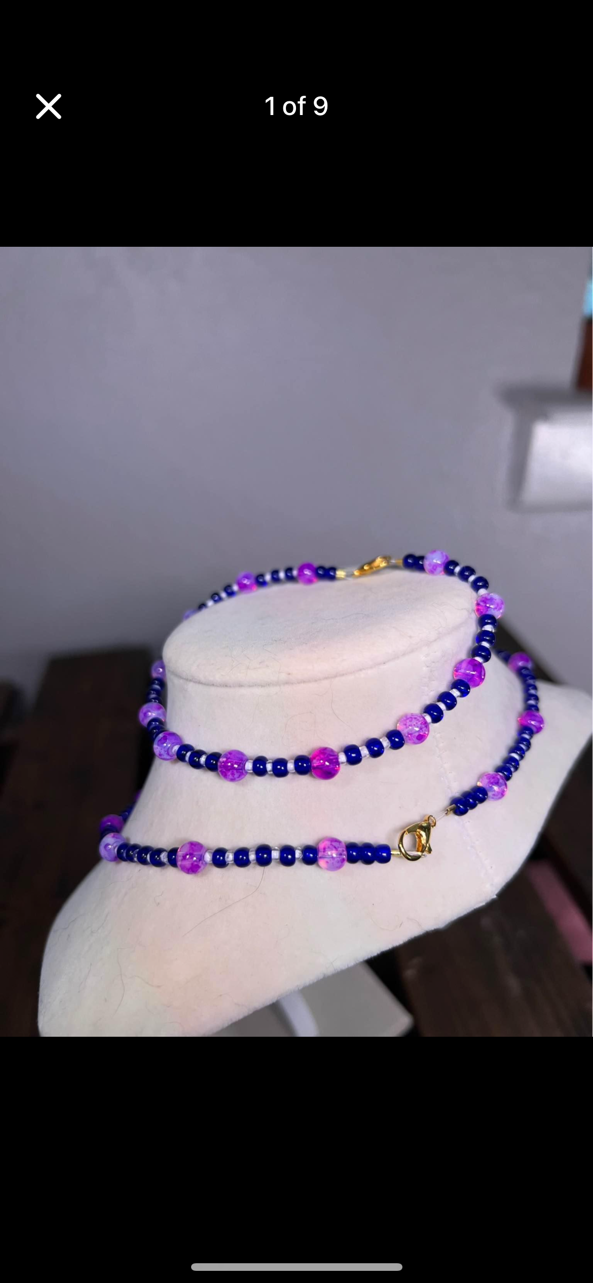Purple necklace and bracelet set