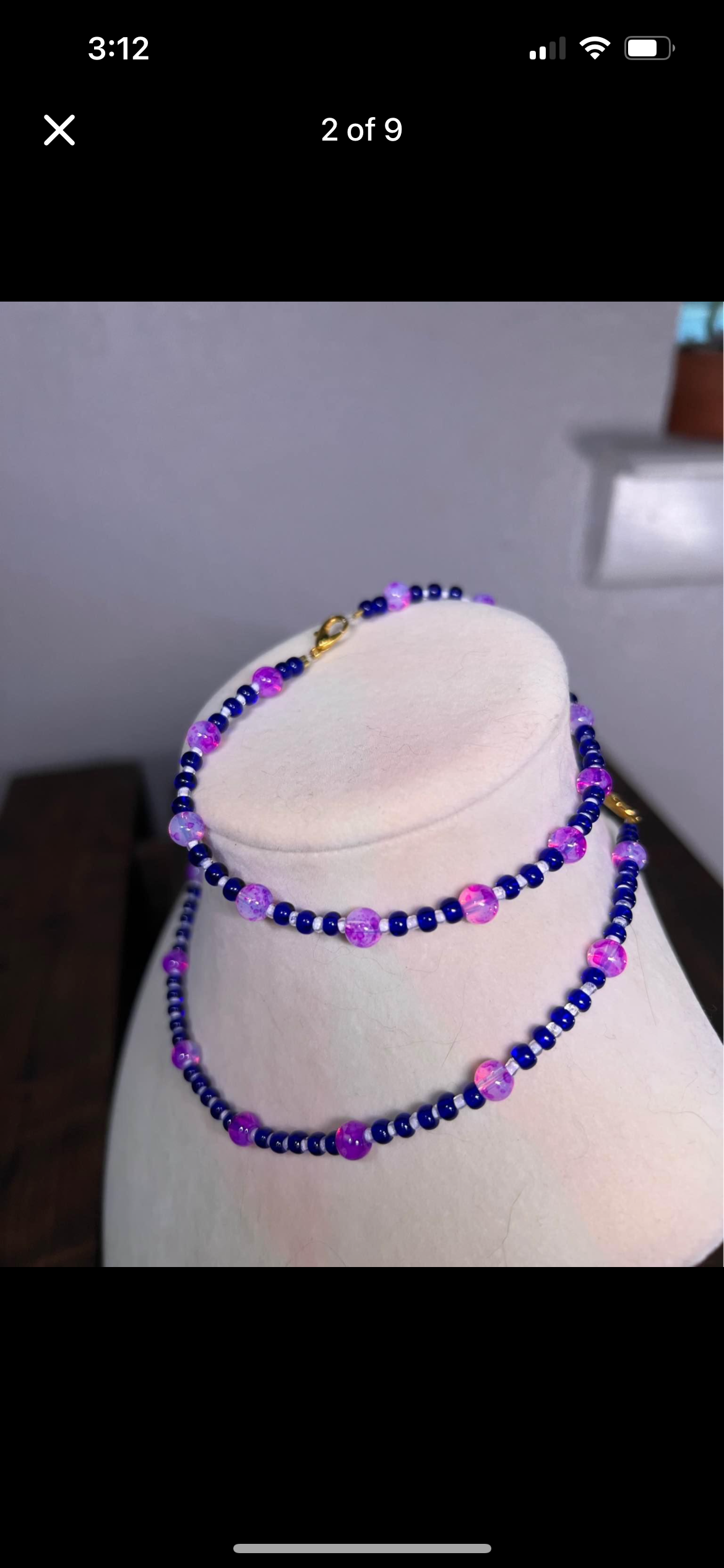 Purple necklace and bracelet set