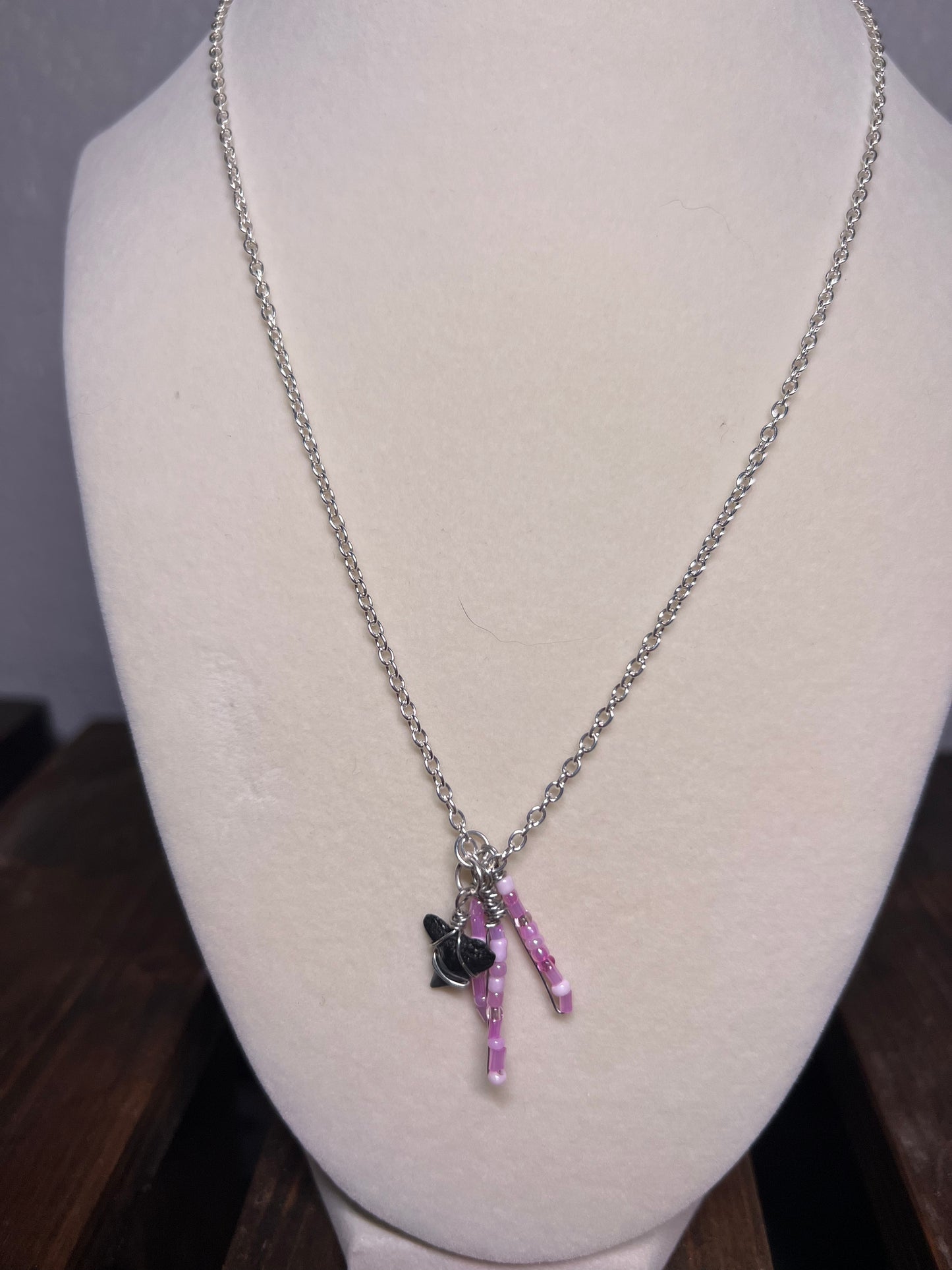 Beaded wire wrapped sharks tooth necklace