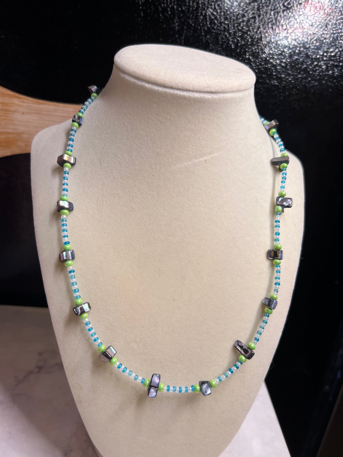 Glass and Abalone style beaded necklace