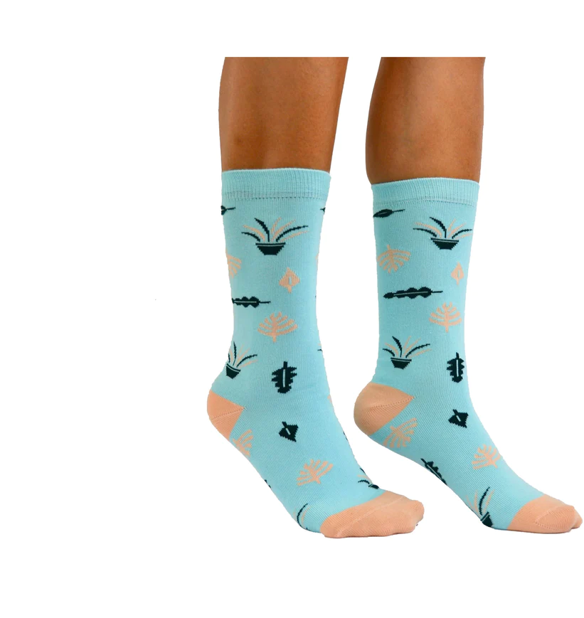 Blue/Peach Plant Lover Socks