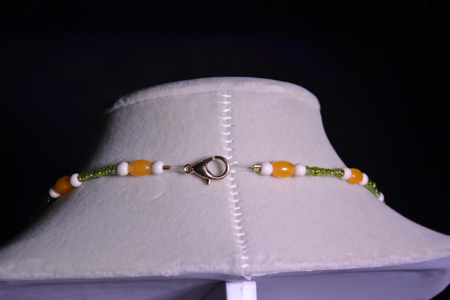 Orange and White Beaded Necklace