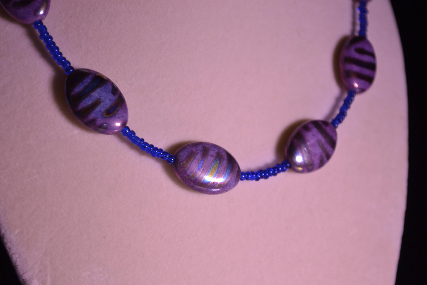 Purple and blue Beaded Necklace