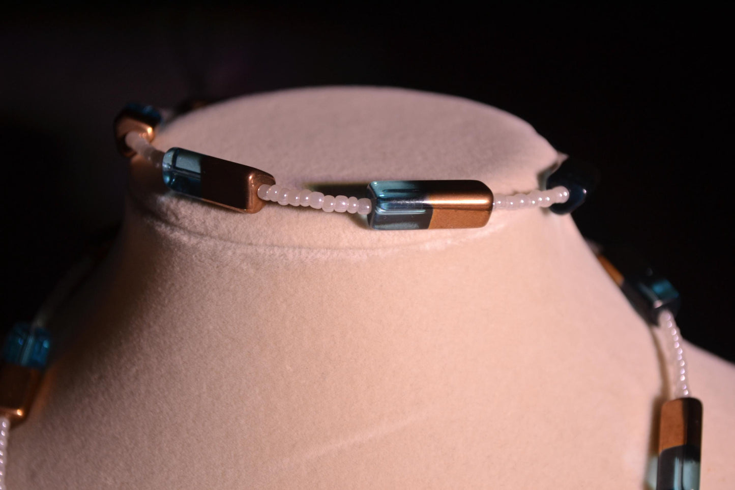 Blue and copper necklace & bracelet set