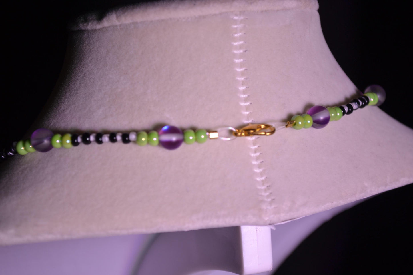 Multicolor glass bead necklace. Beetlejuice inspired