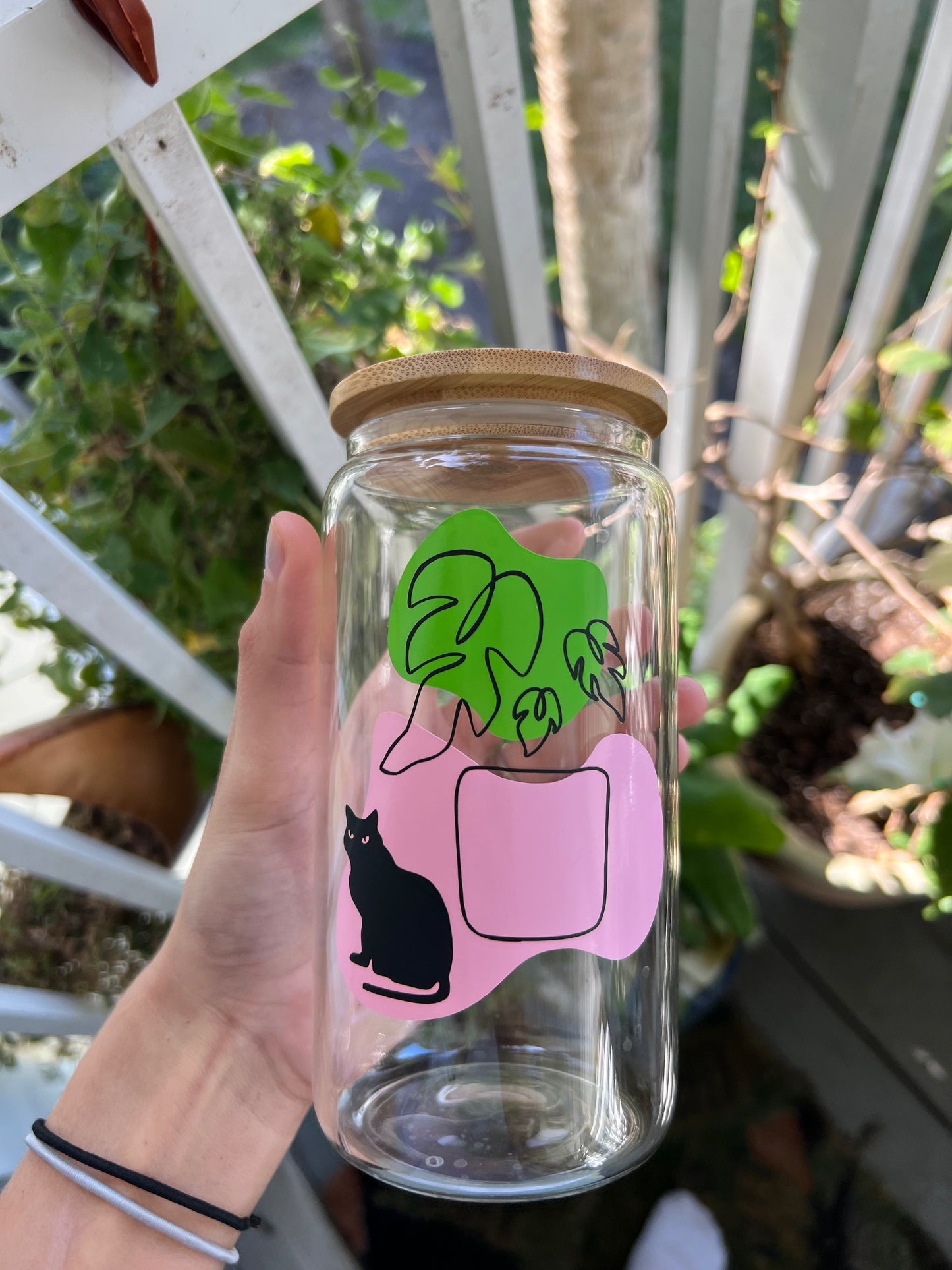 Plants & Cats Glass Can