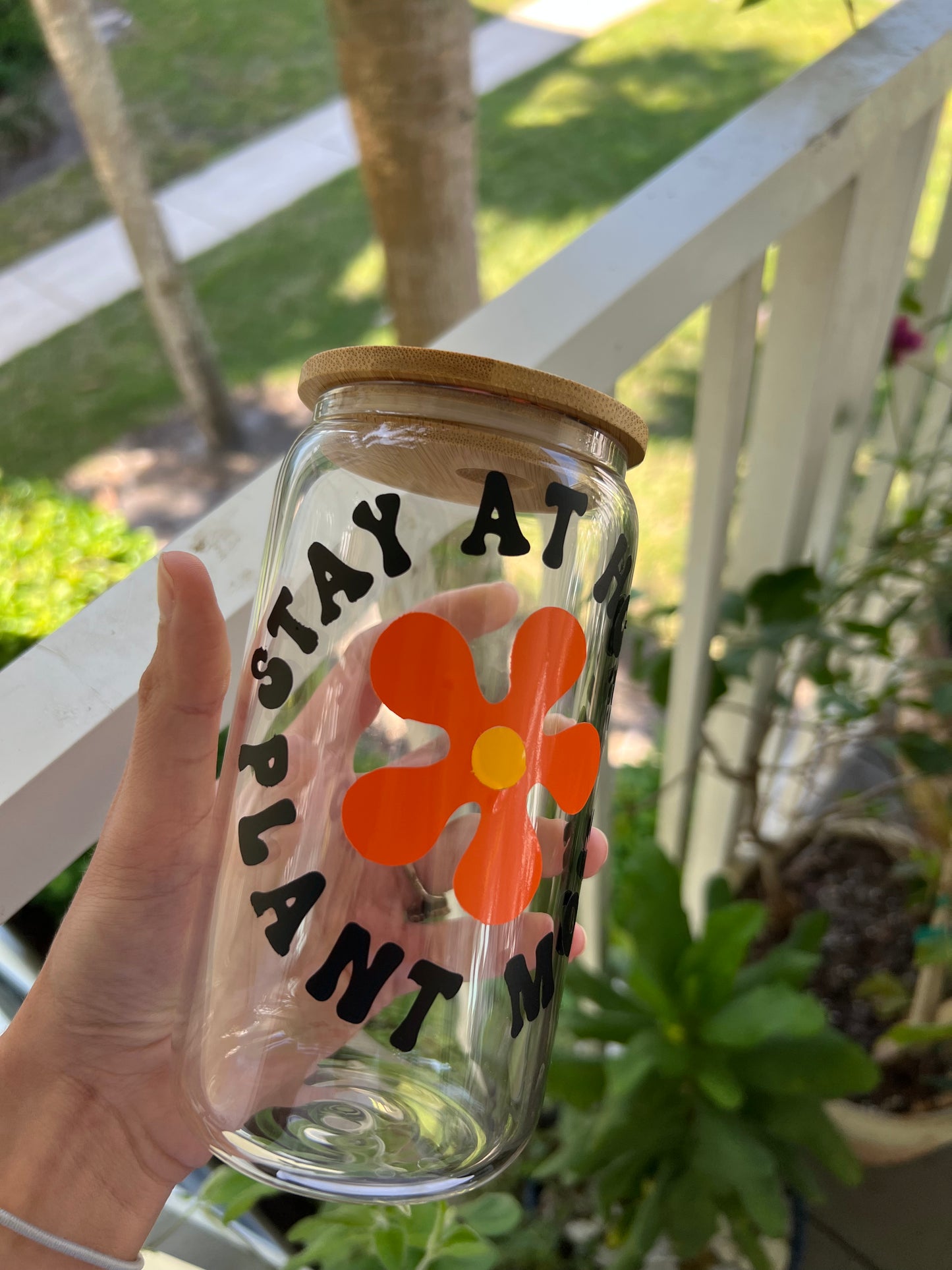 Stay At Home Plant Mom Glass Can