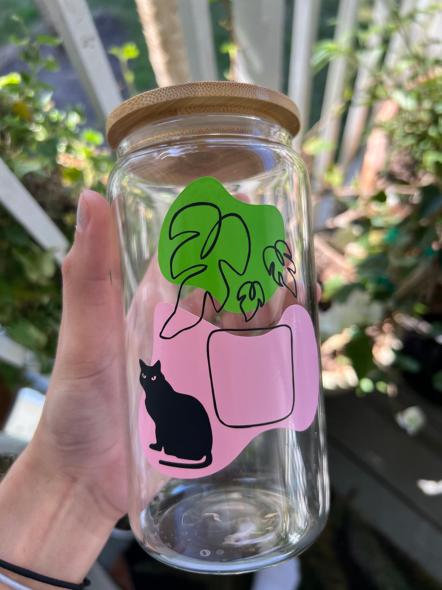 Plants & Cats Glass Can