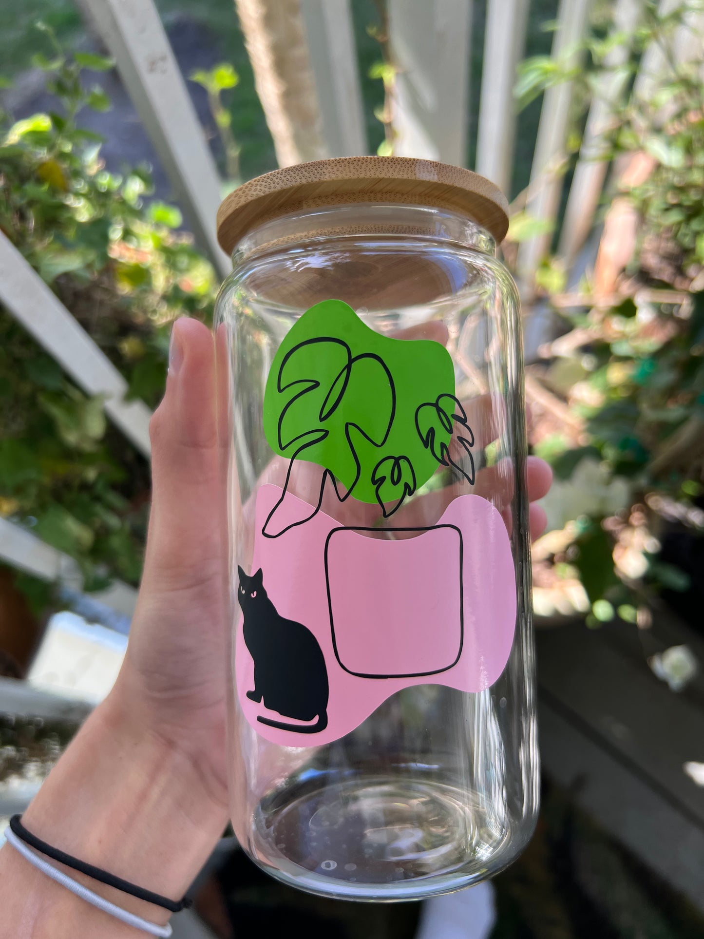 Plants & Cats Glass Can