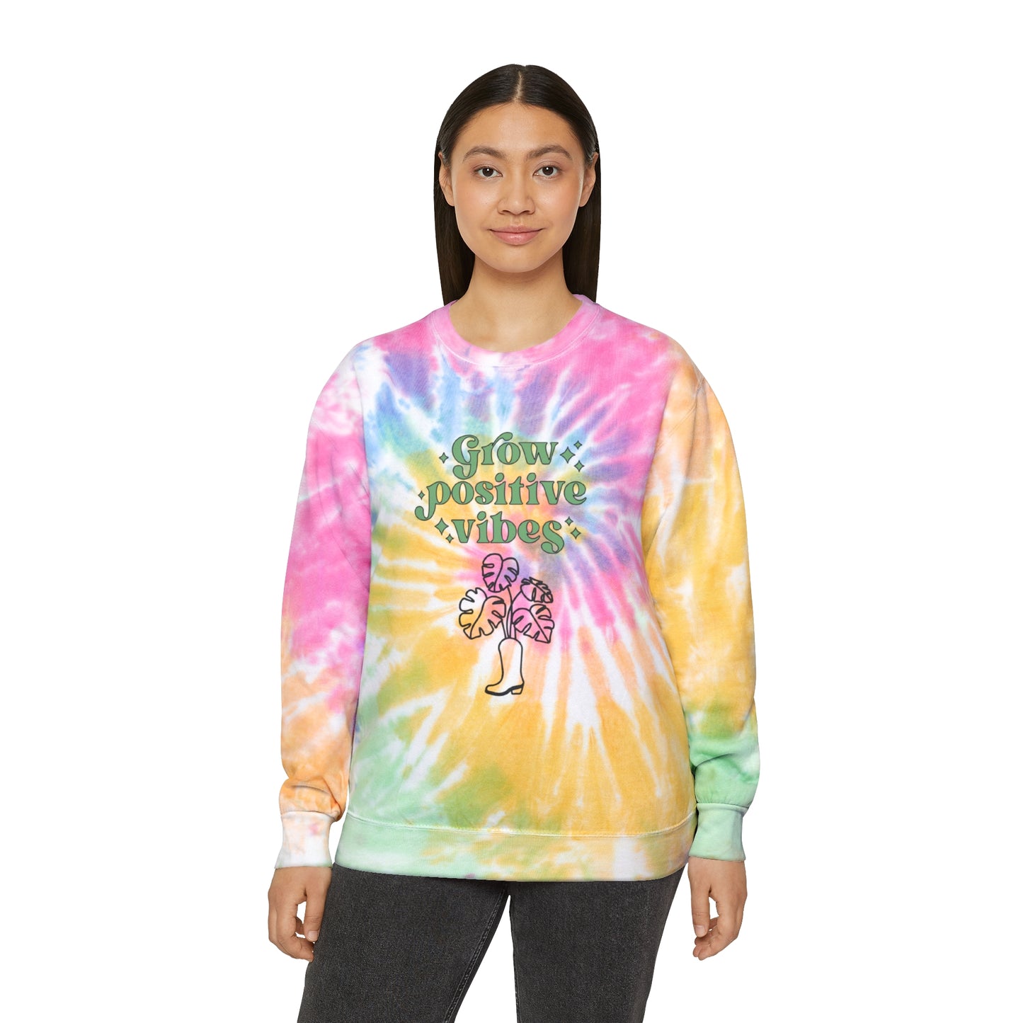 Grow Positive Tie-Dye Crewneck