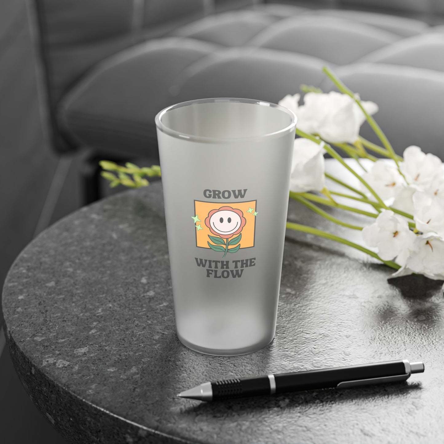 Flow Frosted Pint Glass