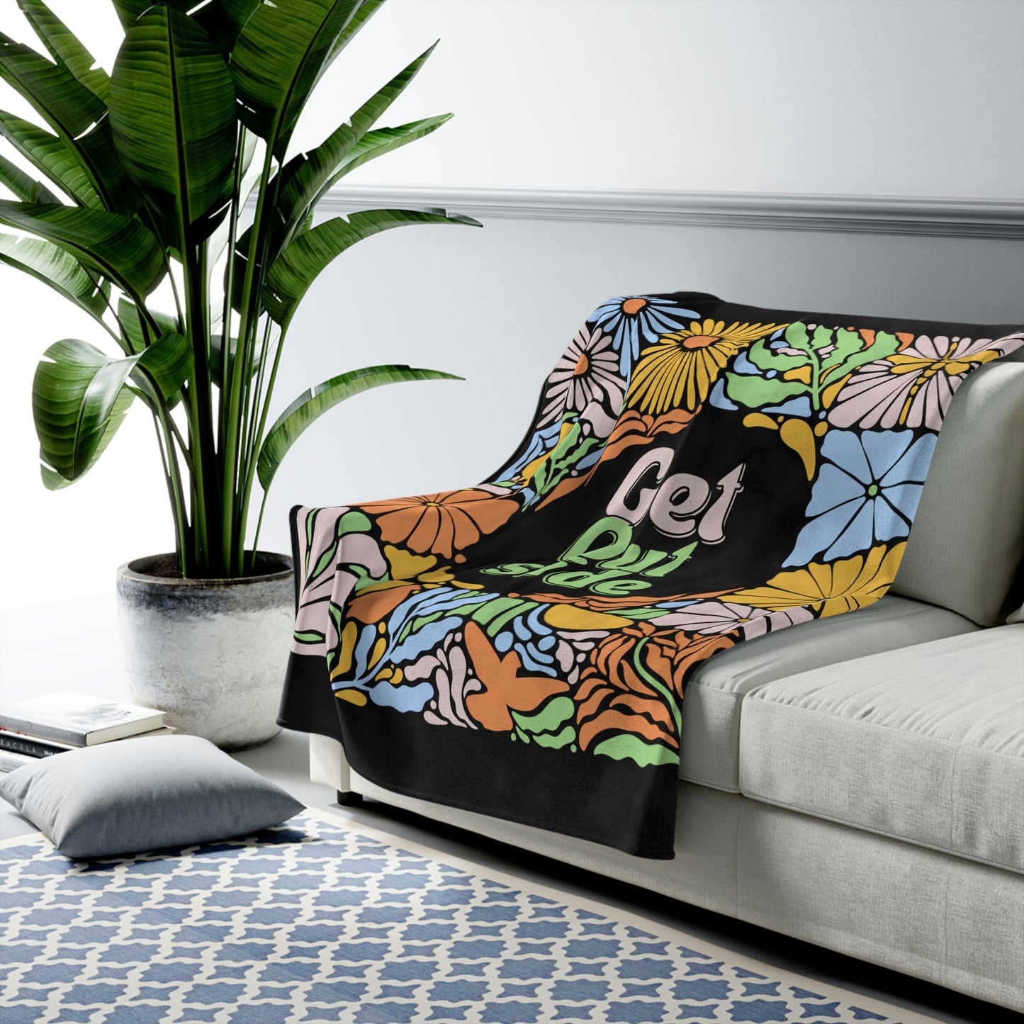 Get Outside Velveteen Plush Blanket