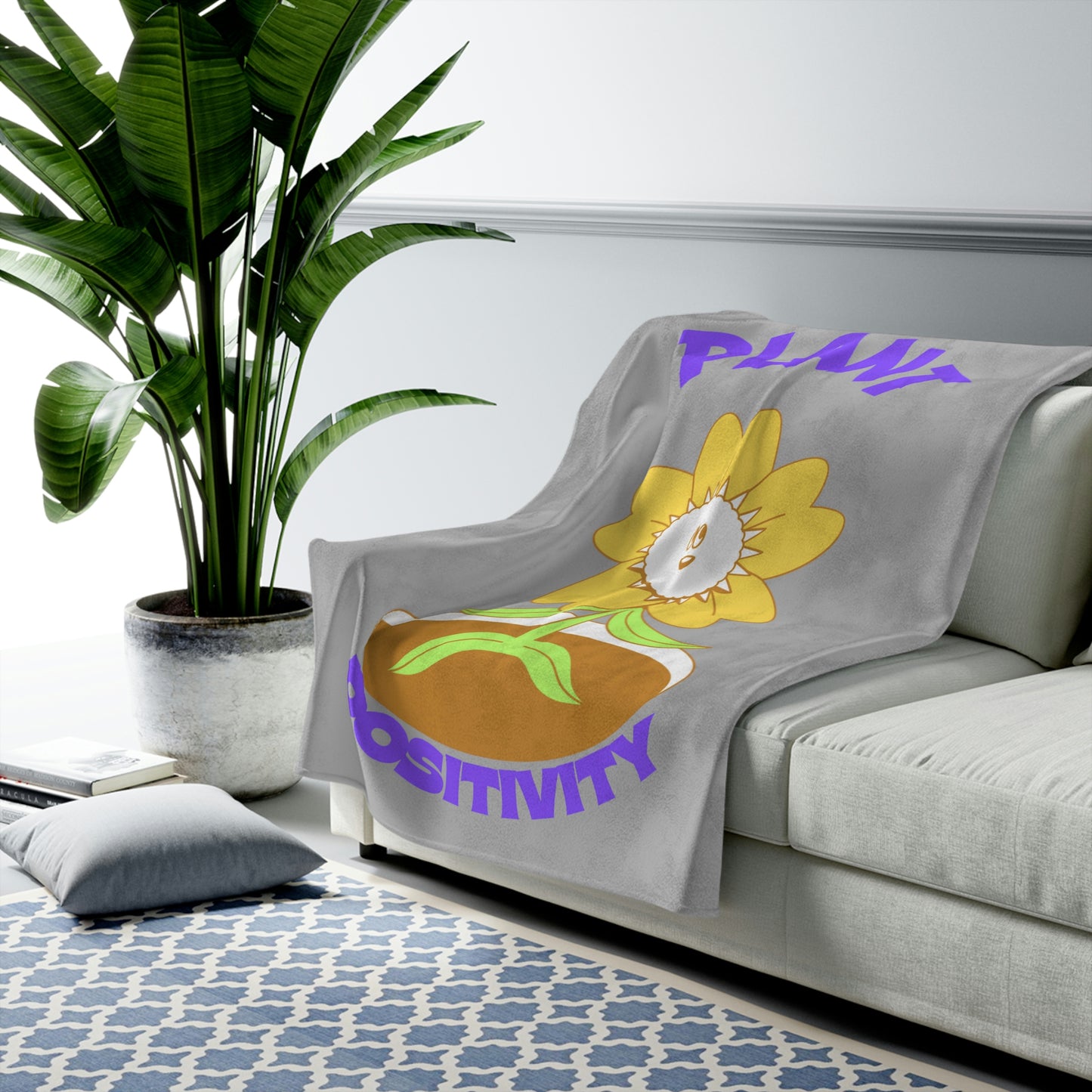 Plant Positivity Velveteen Plush Blanket