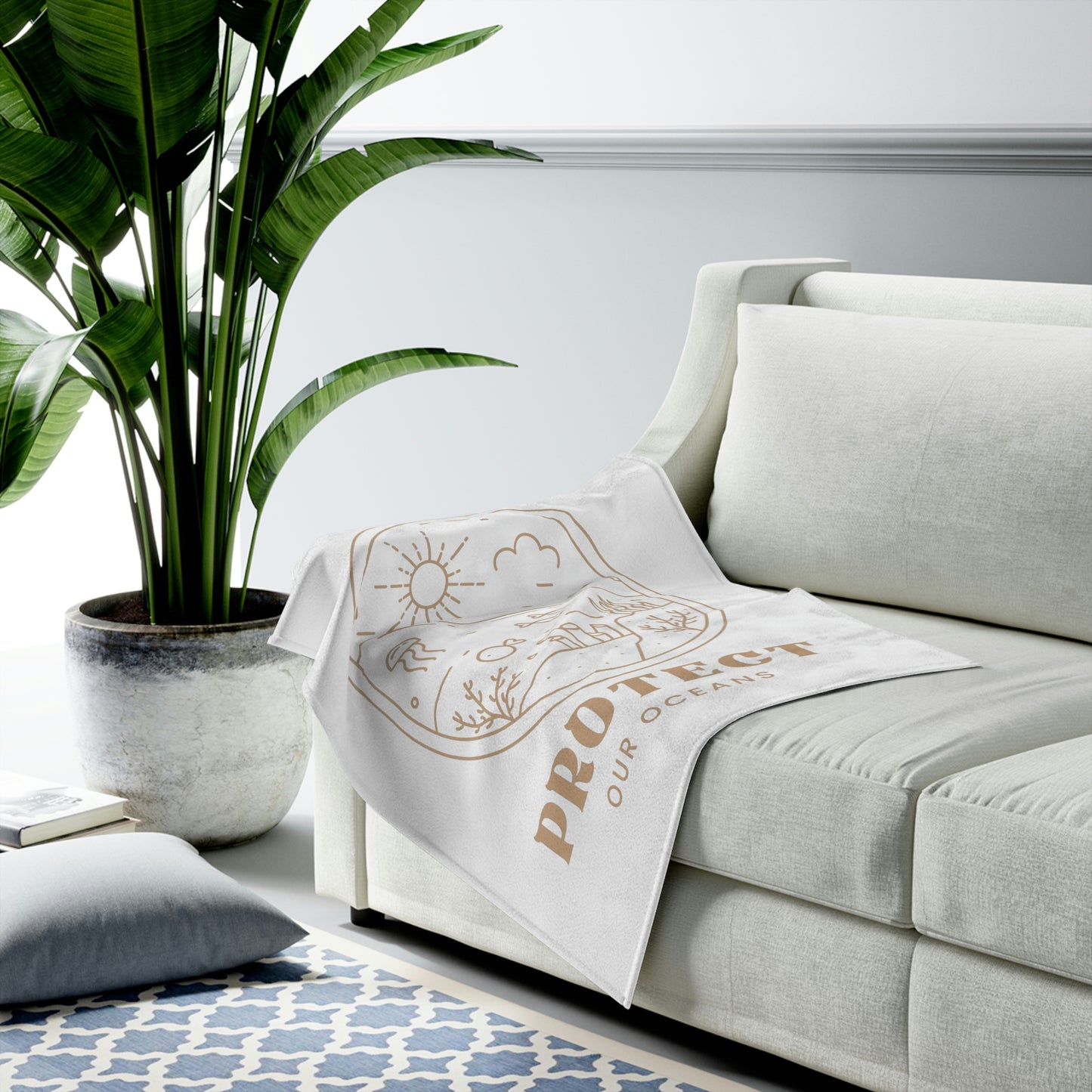Protect Our Oceans Velveteen Plush Blanket