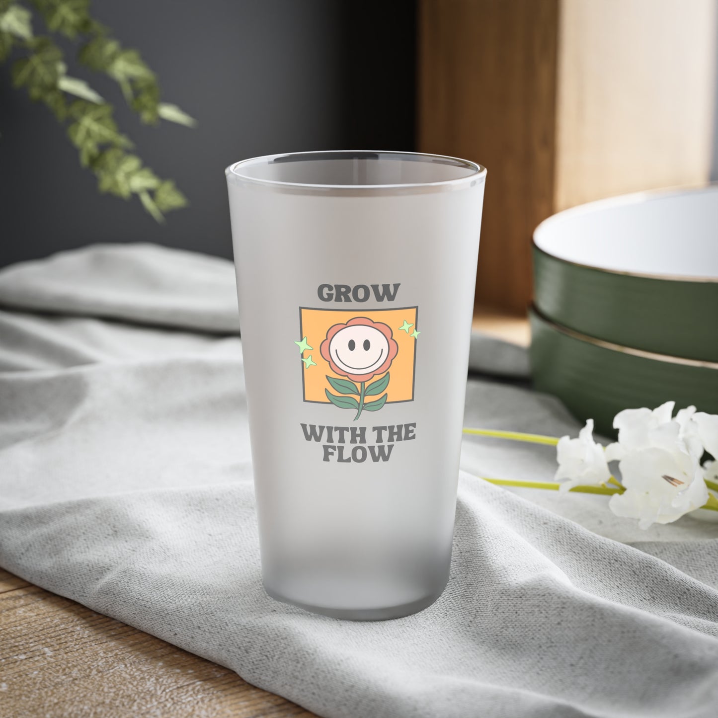 Flow Frosted Pint Glass