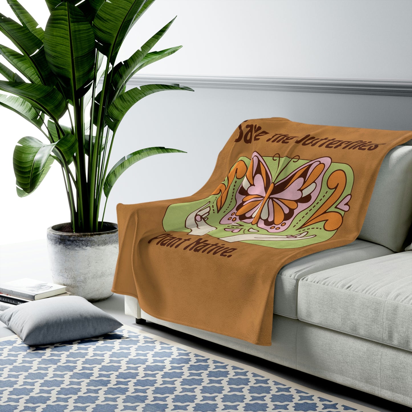 Plant Native Velveteen Plush Blanket