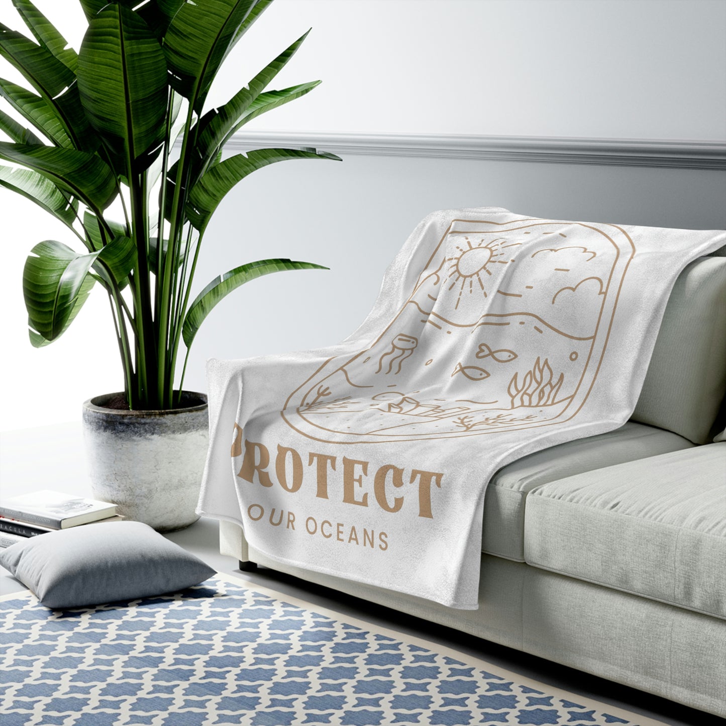 Protect Our Oceans Velveteen Plush Blanket