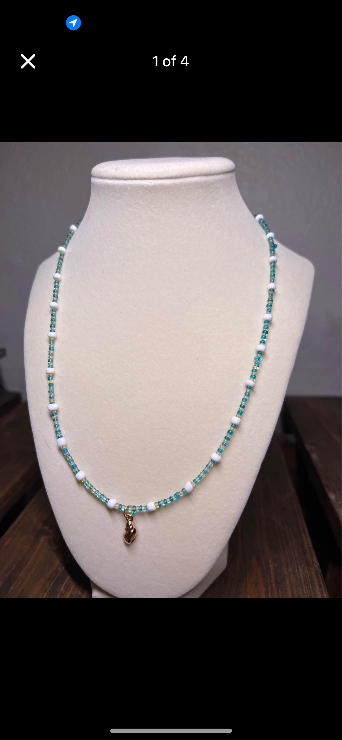 Conch shell pendant beaded necklace