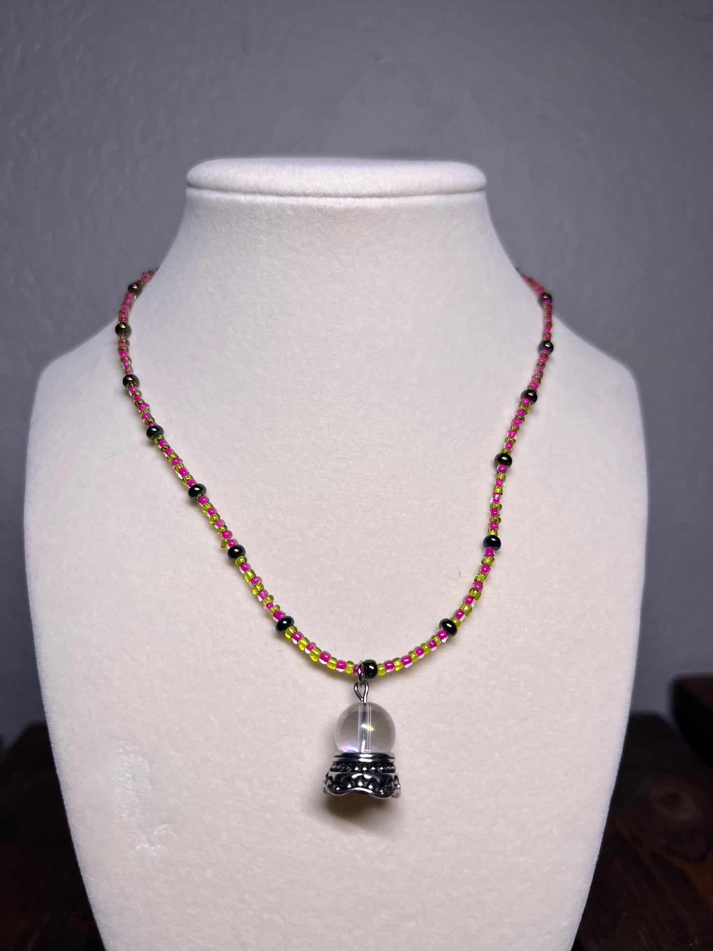 Crystal ball beaded necklace