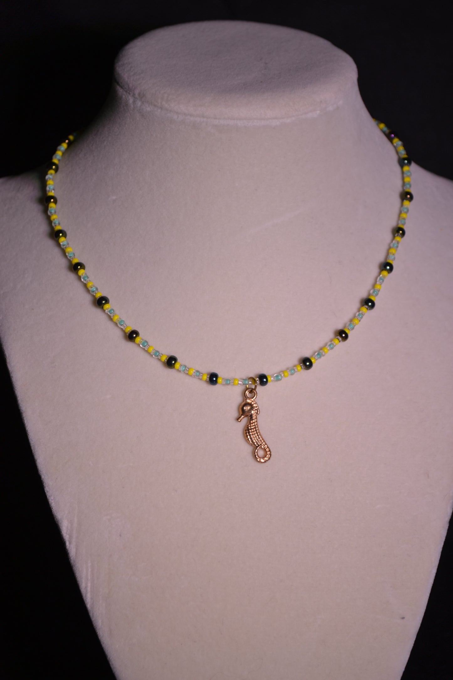 Seahorse pendant beaded choker
