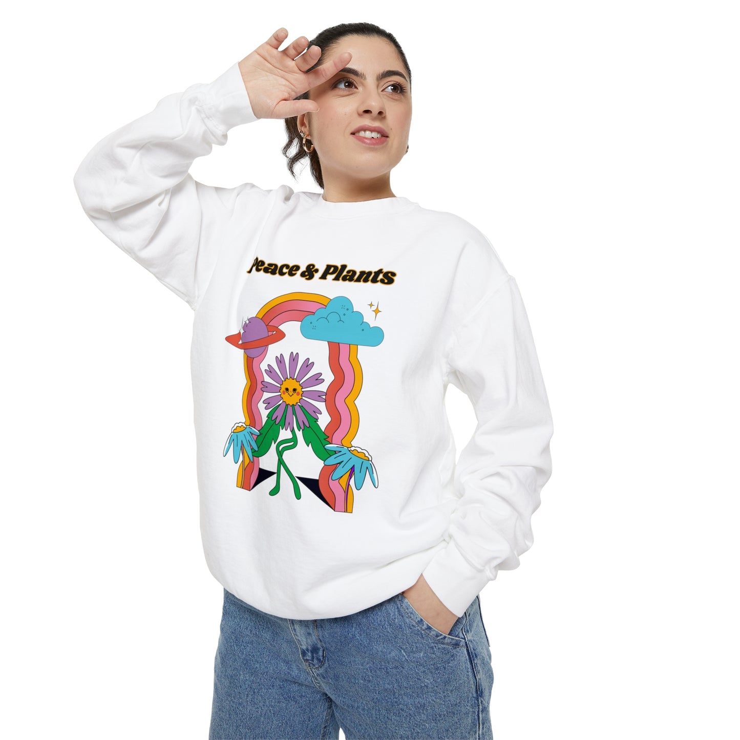 Peace & Plants Garment-Dyed Sweatshirt