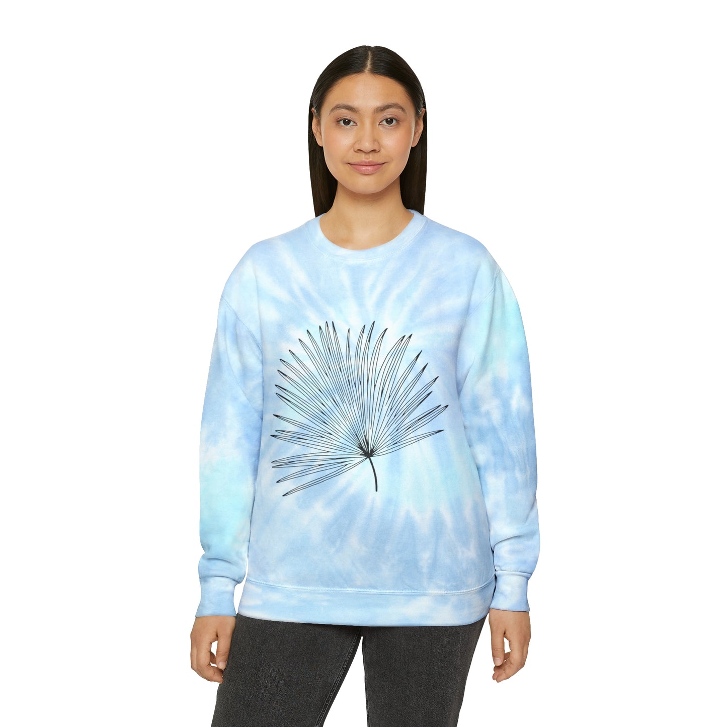 Palm Leaf Unisex Tie-Dye Crewneck