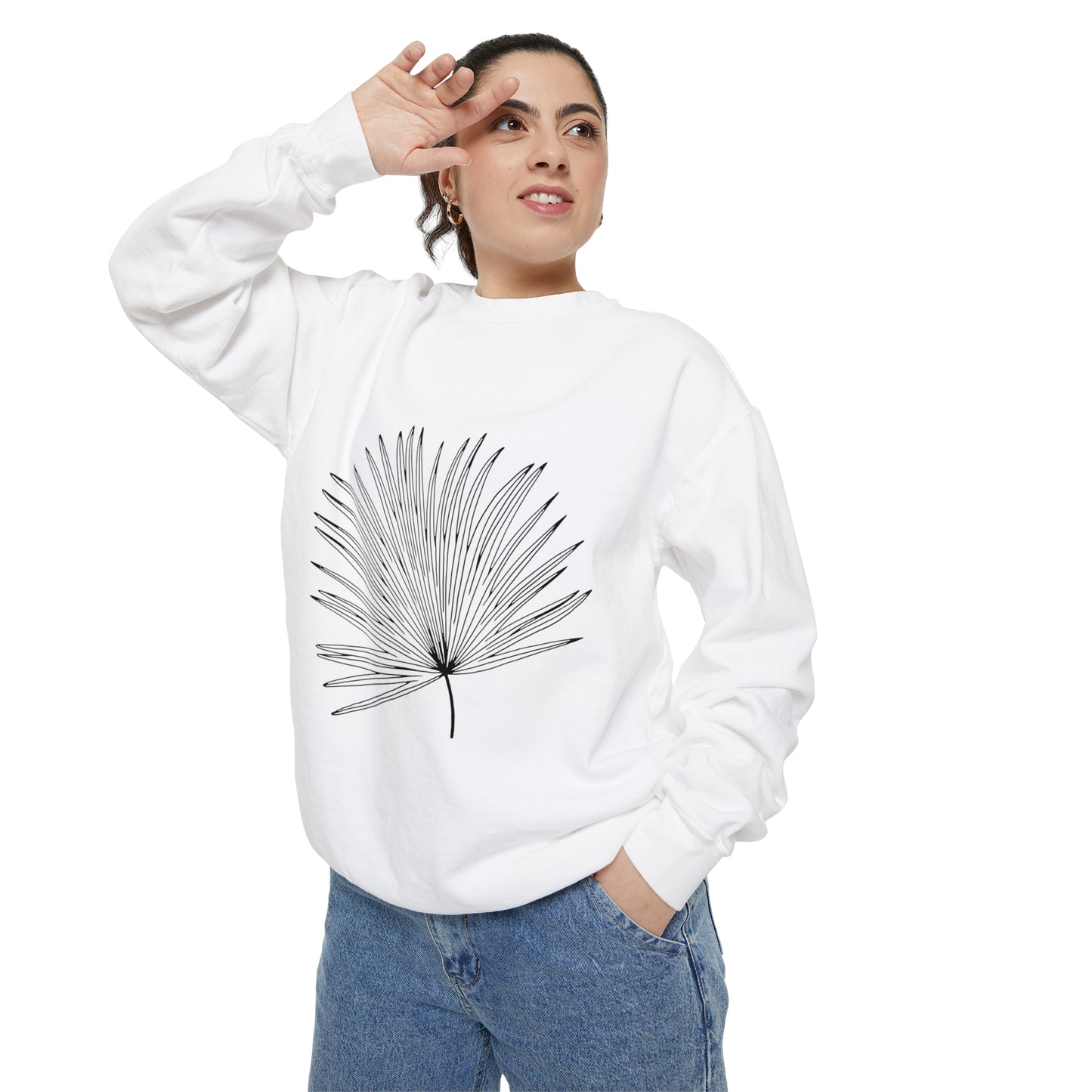 Palm Leaf Unisex Garment-Dyed Crewneck