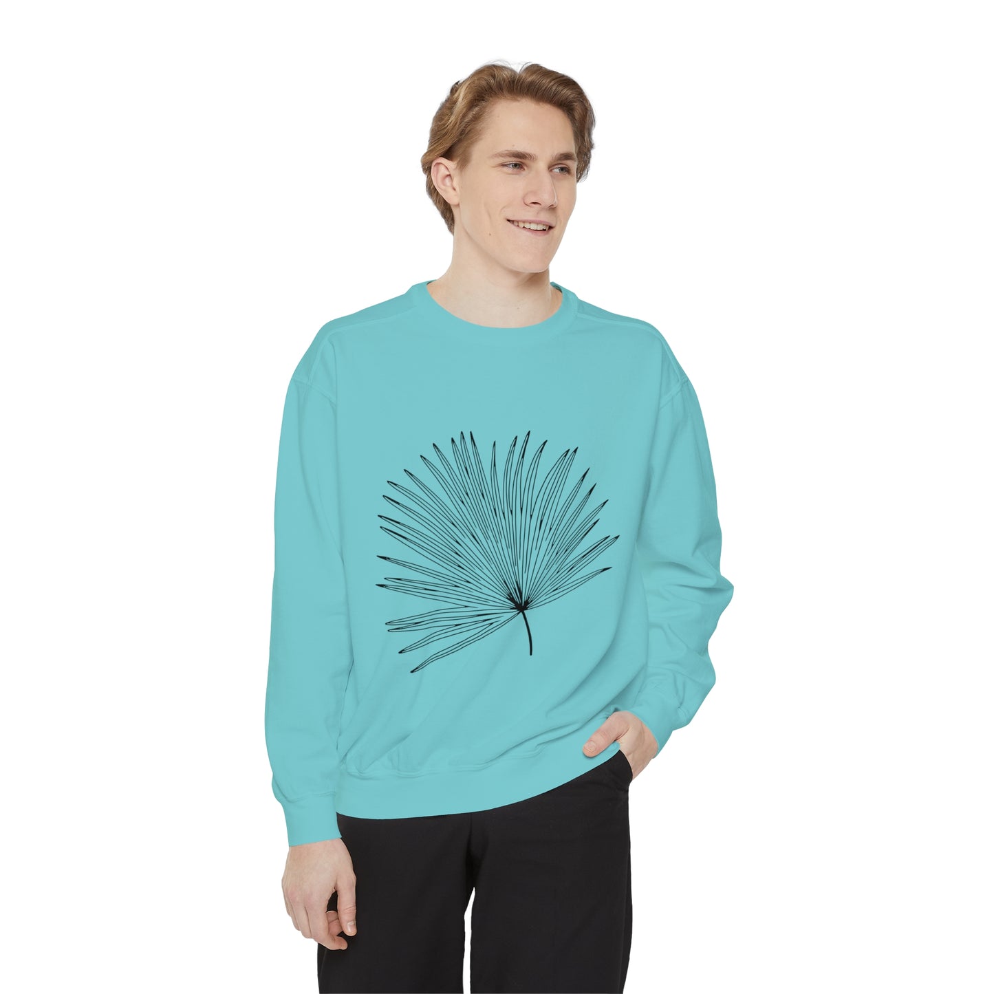 Palm Leaf Unisex Garment-Dyed Crewneck