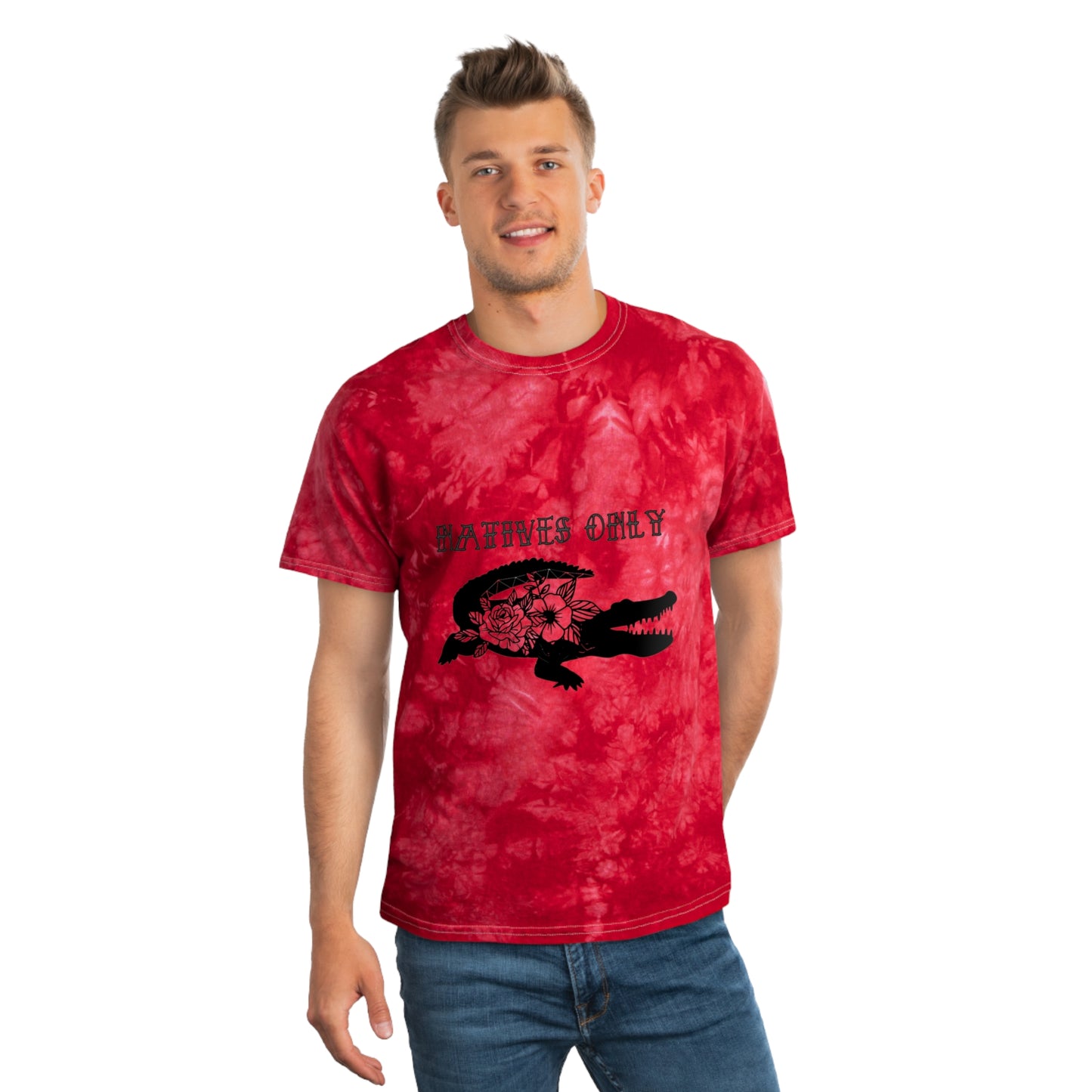 Natives Only Alligator Tie-Dye Tee, Crystal