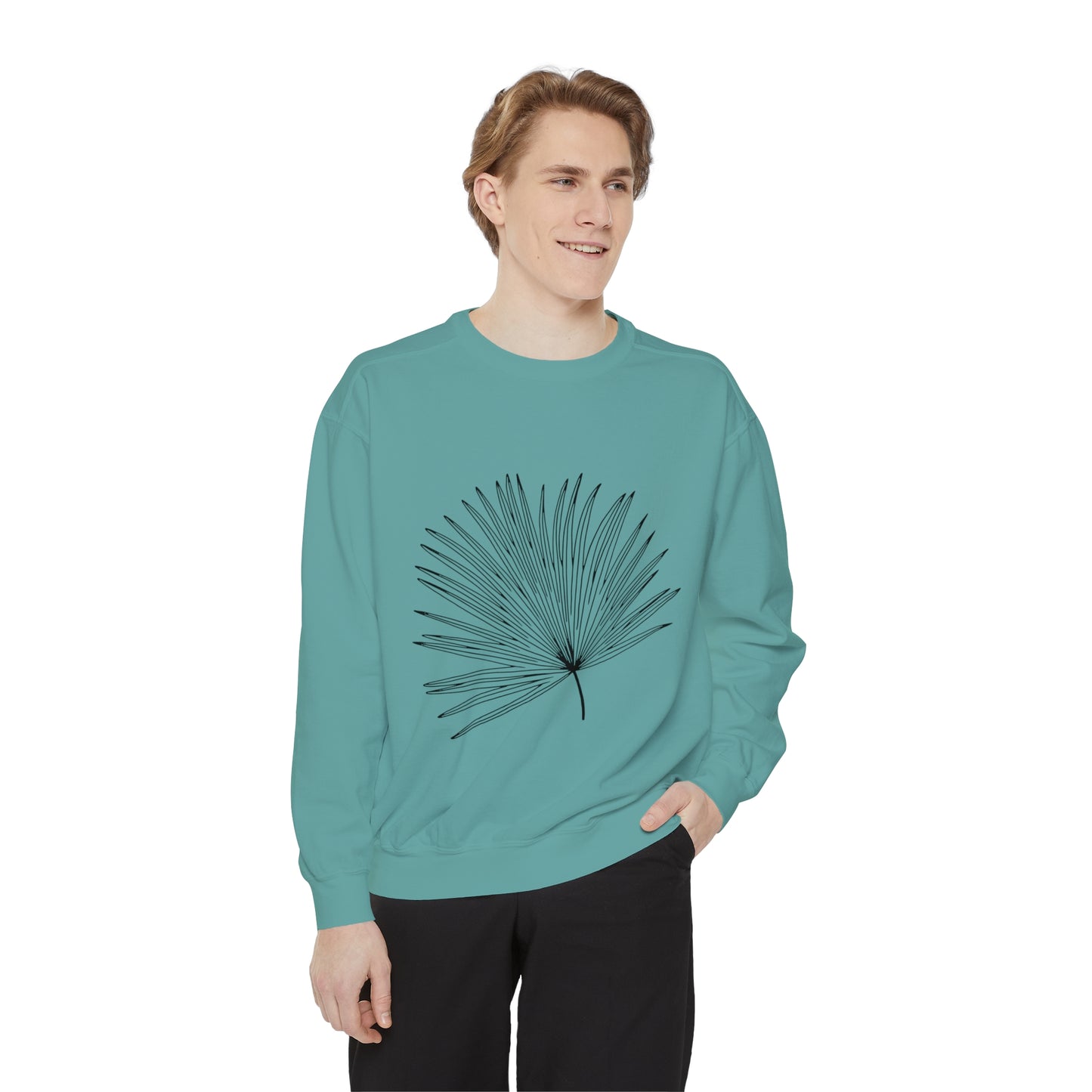 Palm Leaf Unisex Garment-Dyed Crewneck