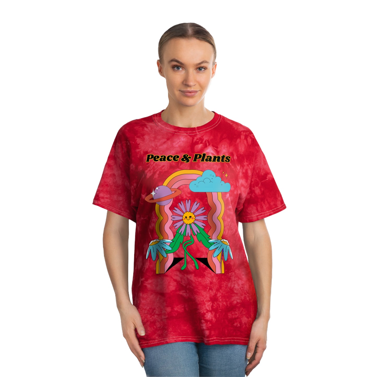 Peace & Plants Tie-Dye Tee, Crystal