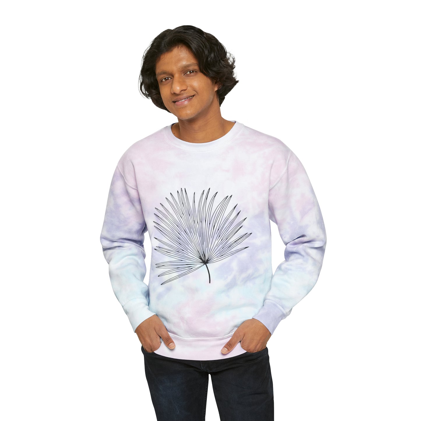 Palm Leaf Unisex Tie-Dye Crewneck