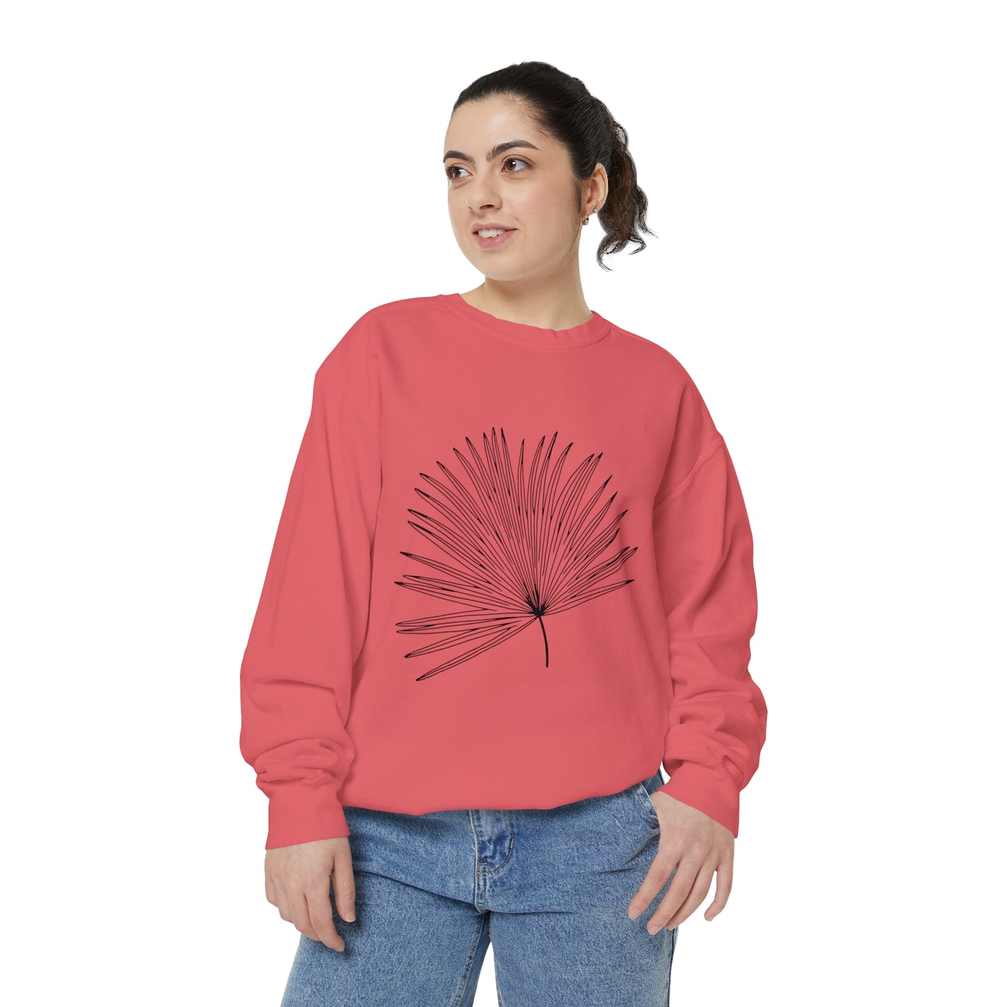 Palm Leaf Unisex Garment-Dyed Crewneck