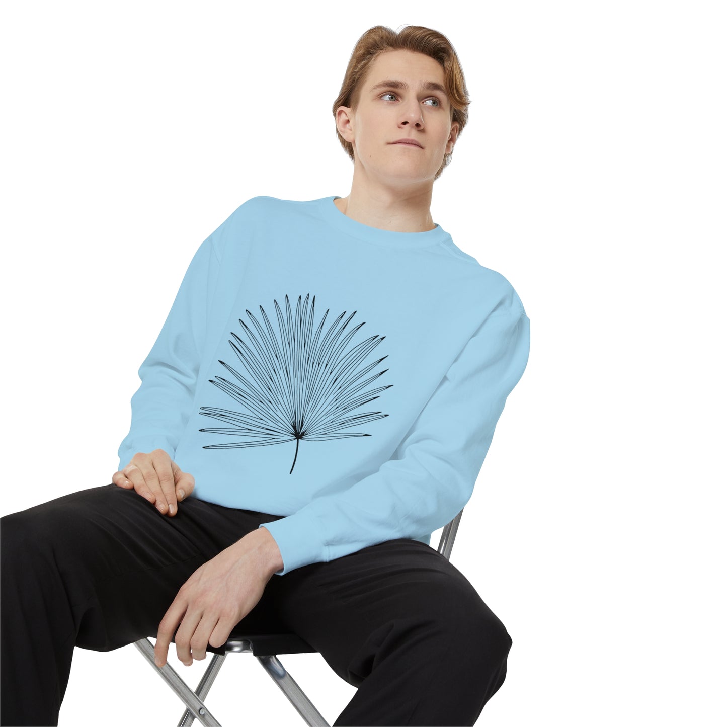 Palm Leaf Unisex Garment-Dyed Crewneck